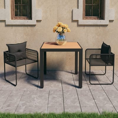 vidaXL - 3-delige - Tuinset - PVC-rattan - zwart - en - bruin