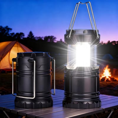 Thijox - 2 Stuks Opvouwbare LED Campinglamp - Waterdichte Campinglicht met Haak - Draagbare Lantaarn voor Tent, Wandelen, Vissen - Werkt op Batterijen