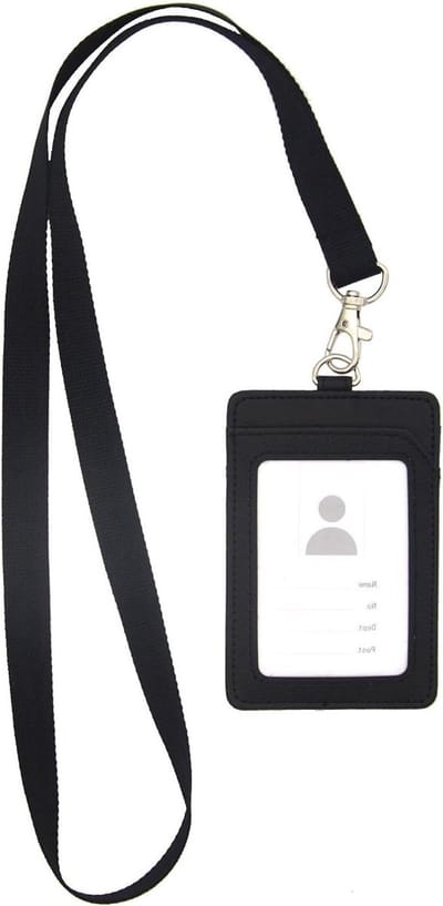 ID-kaarthoes met band - Badgehouder Kunstleer - Veilig Identificeren - Lichtgewicht Ontwerp - 25x12 cm - Zwart