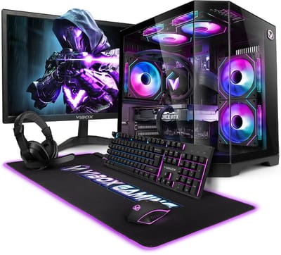 Vibox Gaming PC Set - Ryzen 7 5700X - RTX 3050 - 16GB RAM - 500GB SSD - Windows 11 - WiFi 6 + Bluetooth 5.4 - 23" Monitor + Accessoires