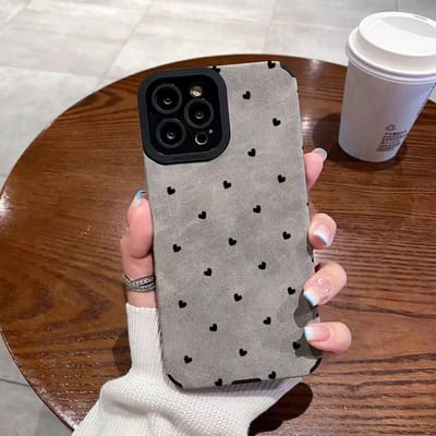 Mode Siliconen Grijs Leer Klein Liefdeshart Hoesje Voor iPhone 13 14 15 16 Pro Max 11 12 Mini Zacht Schokbestendig Volledige Telefoonhoes For iPhone15 Pro Max