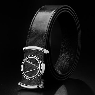 Heren Riem met Automatische Gesp, Echt Leer, Krokodillenpatroon, Veelzijdig, voor Jongemannen, Casual Broeken 115cm black