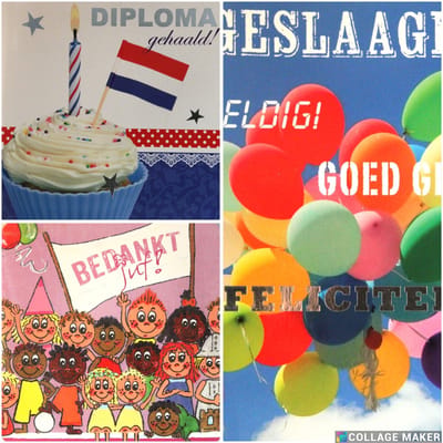 6 Luxe Geslaagd Wenskaarten - Kaart Wens Kaart Examen Geslaagd School Studie Opleiding - 3 Motieven Vierkant 14x14cm Rood Wit Blauwe Envelop - Art of Cards - Gratis Verzonden - Hoge Afnamekortingen