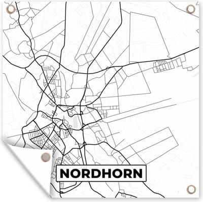 Tuin poster Nordhorn - Kaart - Stadskaart - Plattegrond - 200x200 cm - Tuindoek