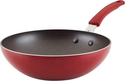 Roerbakpan Wok - Koekenpan Keukenpan - Snel Koken - Antiaanbaklaag Duurzaam - 27 cm - Rood