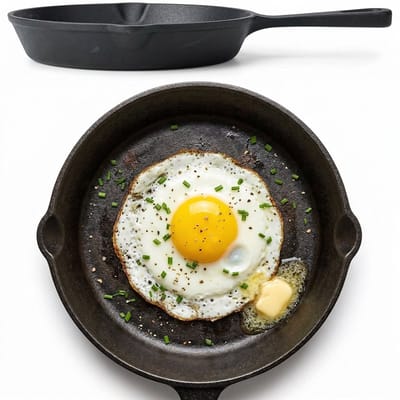 Lomera Koekenpan Gietijzer - Gietijzeren Pan - Skillet - BBQ Pan - Barbecuepan - Braadpan - Hapjespan - Bakpan - Kampvuurpan - Serveerpan - Voor Barbecue en Kampvuur - Buitenkeuken - Inductie - Met Schenktuit - PFAS-vrij - Campingpan - Zwart