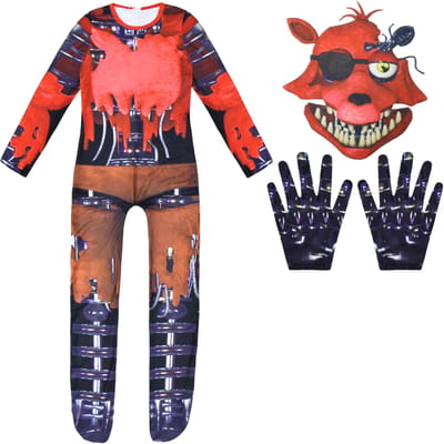 Kinderen Vreselijk Halloween Kostuum Five Nights F-Freddyeds Jumpsuit Cosplay Nightmare BonnieD Wolf Anime Kerstcadeau voor Jongens 140(9-10Years) red