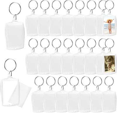 Dailygoods- Fotolijst 25 Stuks - Transparante Sleutelhanger - Acryl Fotohanger - Compact 4x5,5 cm - Ideaal als Cadeau - Glad Oppervlak