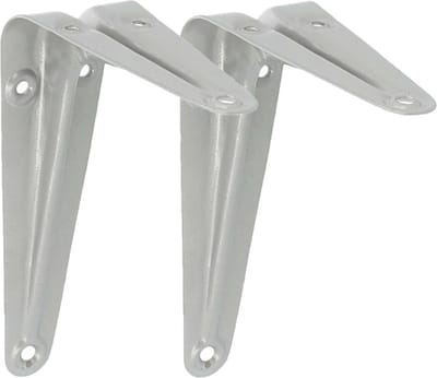 AMIG Plankdrager/planksteun van metaal - 2x - gelakt zilver - 100 x 125 mm