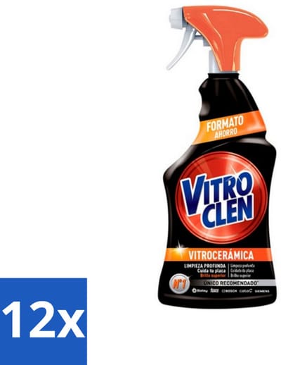 12 x Vitroclen - Keramische Kookplaatreiniger - Spray - 450 ml - Keramische Kookplaat Reiniger - Kookplaat Schoonmaken - Vitrokeramische Reiniger - Inductie Kookplaat Schoonmaken - Vlekken Verwijderen Kookplaat