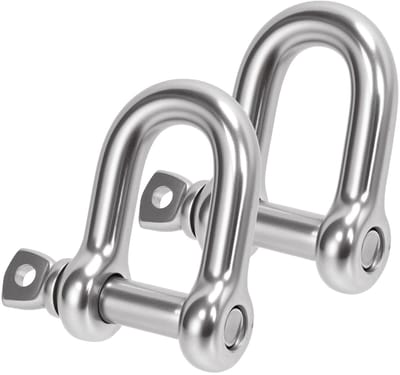 D-vormige karabijnhaak met schroefsluiting voor kettingen en touwen, compact en stevig, 8.5 cm