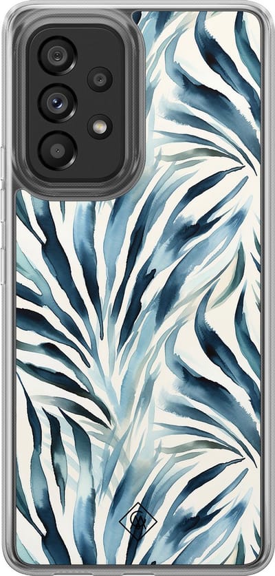 Casimoda® hoesje - Geschikt voor Samsung Galaxy A52 5G - Japandi Waves - 2-in-1 case - Schokbestendig - Water - Verhoogde randen - Blauw, Transparant