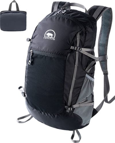 Tamarow Opvouwbare Rugtas - Lichtgewicht Rugtas - Outdoor - Spatwaterdicht - 28 Liter - Zwart