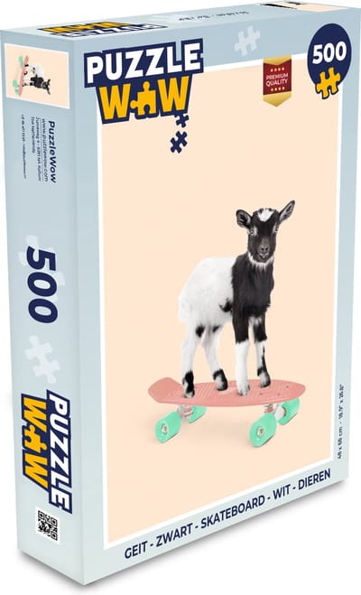 Puzzel Geit - Zwart - Skateboard - Wit - Dieren - Legpuzzel - Puzzel 500 stukjes