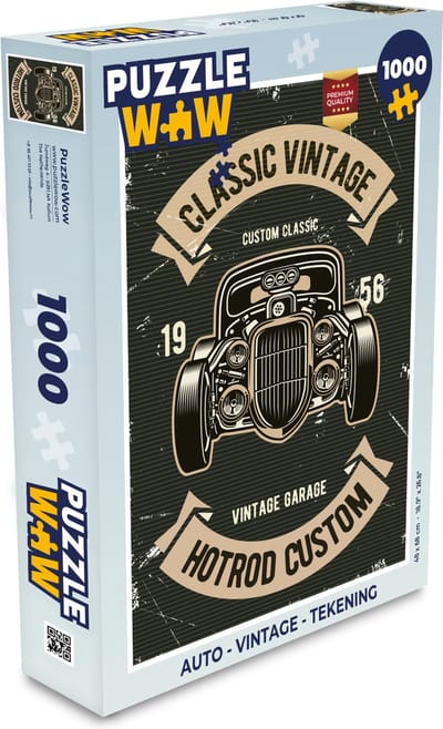 Puzzel Auto - Vintage - Tekening - Legpuzzel - Puzzel 1000 stukjes volwassenen