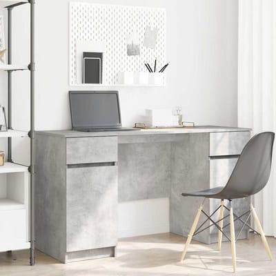 vidaXL - Bureau - Betongrijs - Bewerkt - hout - 140 - x - 49 - x - 76 - cm
