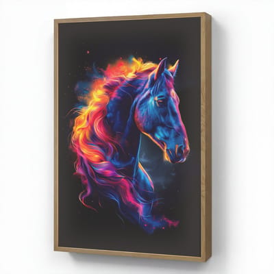 Wandlamp 60x90 cm - Oplaadbaar - Paard - Dier - Rook - Zwart - Kleuren - Wandlampen binnen woonkamer - Slaapkamer lamp - Decoratieve nachtlamp - Vloerlamp draadloos