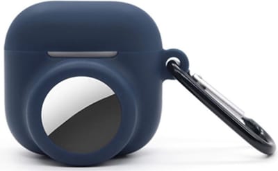 2 in 1 AirPods 4 en Airtag Case - Beschermhoes - AirPods 4 Cover - AirPods 4 AirTag Hoesje - tracker - hoesje geschikt voor Apple Airpods 4 - donker blauw