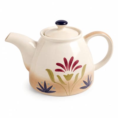 Theepot Mira 1000 ml – handgeschilderde keramieken theepot met bloemenmotief