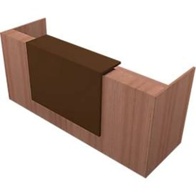 Balie Spezia, recht, B 2460 x D 880 x H 1130 mm, notenhout-Canaletto-patroon/leder bruin