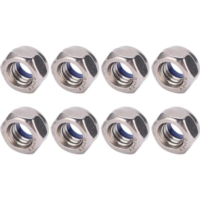 50 Stuks Borgmoeren Nylon 304 Roestvrij Staal Zilver M8 Zeskant Zelfborgend Assortimentskit