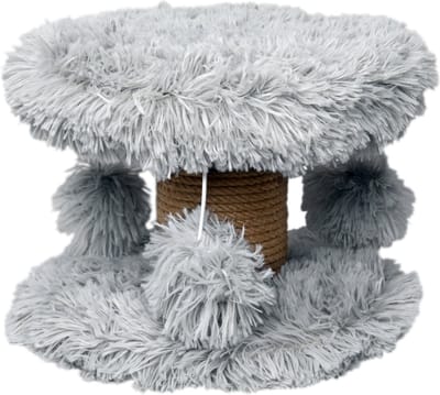 Topmast Krabpaal Fluffy Lycia - Grijs - 25 x 25 x 20 cm - Made in EU - Krabpaal voor Kittens - Met Kattenspeeltjes - Sterk Sisal Touw - Mini Krabpaal