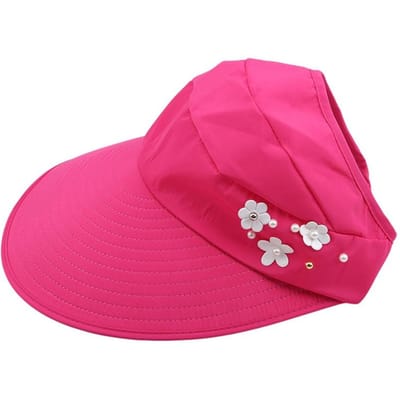 Opvouwbare Zomerhoeden Dames UV-Bescherming Zonnehoed Vizier Zonnebrand Floppy Pet Vrouwelijke Buiten Strandhoed rozerode kleur