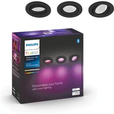 Philips Hue Centura inbouwspot - White and Color Ambiance - 3-pack - zwart - rond - Bluetooth