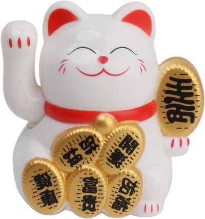 Zonne-energie Waving Cat Maneki Neko Beeldje voor Geluk, Rijkdom en Blijdschap - Schattige Decoratie voor Thuis en Kantoor
