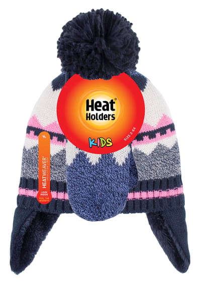 Heat Holders Pom Pom Trapper Muts en wanten voor meisjes - Marine