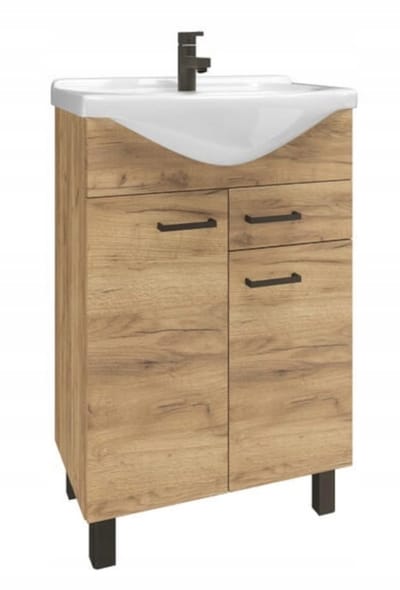 Deftrans Mea Serie - Badkamermeubel met Wasbak - Dąb Craft Kleur - Vrijstaand - Compacte Opbergruimte