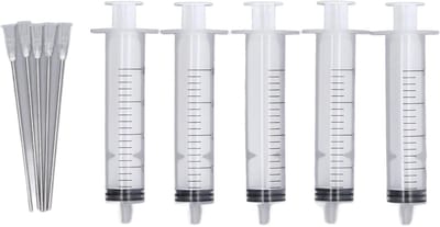 20ml Spuit met 10cm Platte Naalden - 5 Stuks Herbruikbare Inktnavulling voor Kantoorgebruik en Creatieve Projecten