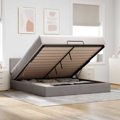vidaXL - Ottoman - bed - met - matras - 180x200cm - stof - taupe