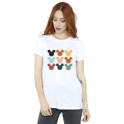 Disney Dames/Dames Mickey Mouse Hoofden Vierkant Katoenen Vriendje T-shirt (Wit)