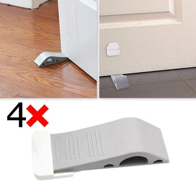 Actie4you® - Deurstopper - Rubber Deurvastzetter - Deurwig - Deurbuffer - Deurklem Voor Binnen en Buiten - Grijs met 4 Houders - Stapelbaar - Rubber Door Stop Wedge – 4 Pack – Grijs