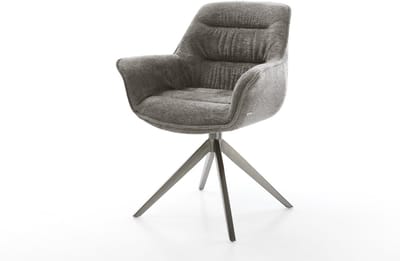 Eetkamerstoel Kaira-Flex kruisframe breed grafiet bouclé zacht mud 360° draaibaar rocker-functie