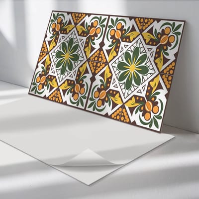 Wallfluent Vinyl Wandpaneel - Plantenpatroon met bloemen Zelfklevend Wandpaneel - 120 cm x 60 cm - Groente PVC wandpaneel - Set van 1 - Rechthoekig Wandbekleding Vinyl - Bloemen en planten Wandpaneel - PVC Muurpaneel - Wandpaneel Keuken en Badkamer