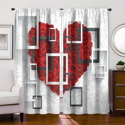 2 stuks Tunnelzoom Geometrisch Marmeren Nerf Gordijn Decoratieve Raamdecoratie Raambekleding Voor Slaapkamer Woonkamer Huisdecoratie 100W130H(CM)40x51in&Grommet Top