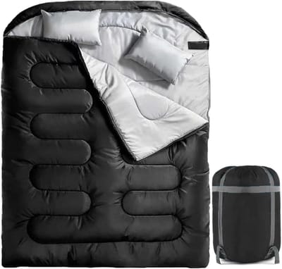 Tweepersoons Slaapzak - Outdoor Slaapzak - Kamperen en Reizen - Waterdicht en Winddicht - 150 x 220 cm - Zwart