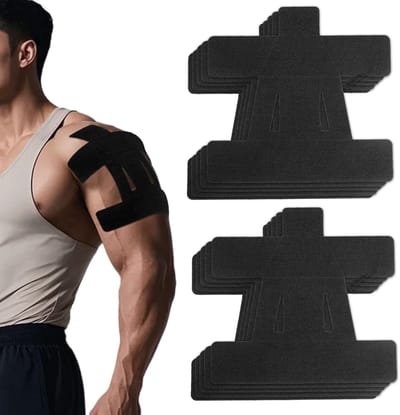 15Pcs Kinesiology Tape-for Shoulder - Shoulder Support & Stability Precut Strips - Waterproof & Breathable Sports Tapes - Zwart