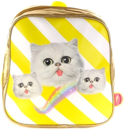 Kunstboer rugzak Kittens Yellow - poezen met geel en regenboog