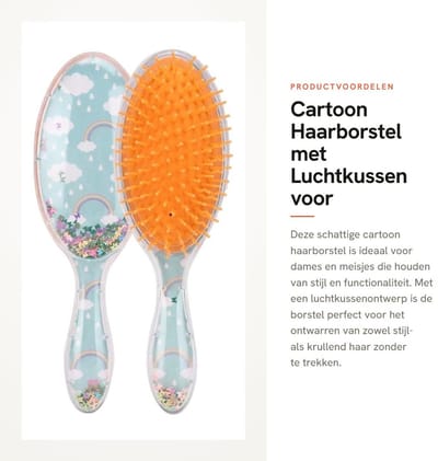 Dailygoods- Haarborstel Antiklit - Luchtkussen Kam - Recht/Krullend Haarstyling - Haarmassageborstel - Dames/Meisje - Ster Pailletten - Haarkam