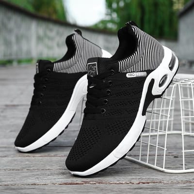 Comfortabele Persoonlijkheidsstijl Heren Mode Zacht Ademend Sportmode Schoenen Mesh Vliegweefsel Sneakers Outdoor Casual Schoenen 46 gray