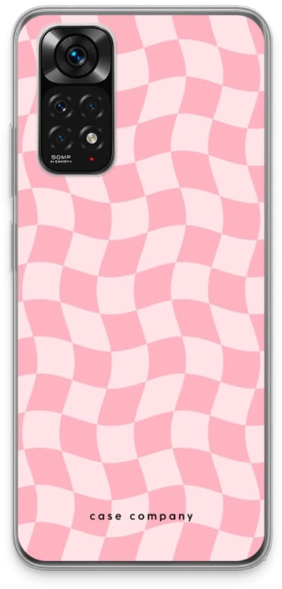Case Company® - Hoesje geschikt voor Xiaomi Redmi Note 11 hoesje - Grid Roos - Soft Cover Telefoonhoesje - Bescherming aan alle Kanten en Schermrand