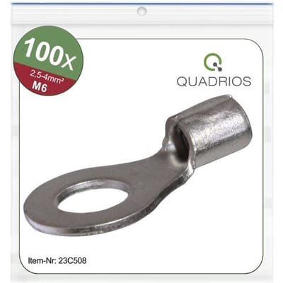 Quadrios 23C508 Ringkabelschoen Dwarsdoorsnede (max.): 4 mm² Schachtdiameter: 6.5 mm Ongeïsoleerd 100 stuk(s)