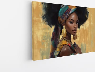 Saammp Canvas Schilderij - Abstract - Afrikaanse Vrouw - sieraden - 30x20 - Foto op canvas - Wanddecoratie - Muurdecoratie Woonkamer - Slaapkamer decoratie - Canvas Print