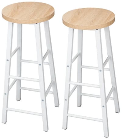 Barkruk-Barkrukken set van 2-Hoge Barkrukken-Stabiel &Duurzame Stalen Structuur MDF Zetel-Licht eiken.