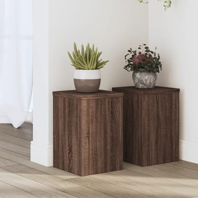 vidaXL - Plantenstandaards - 2 - st - 20x20x30 - cm - bewerkt - hout - bruin - eiken