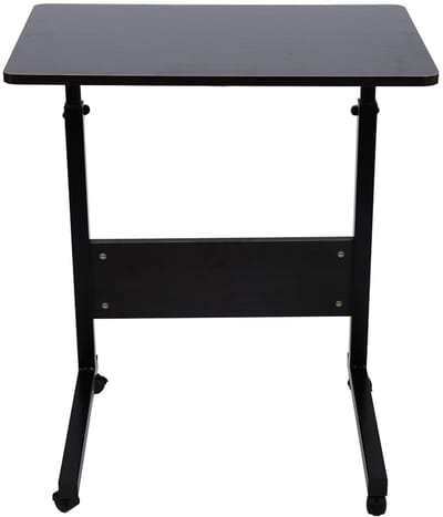 Draagbare, in hoogte verstelbare computertafel – Bijzettafel & bureautafel voor bed, 60 × 40 cm, donker notenhout, met wielen