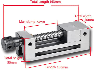 Dailygoods- Bankschroef Hoge Precisie - CNC Klemgereedschap - Slijpmachine - Vlakslijpen - Frezen - 50mm Breedte - 65mm Max. Klem